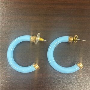 HOO acrylic Blue earrings with gold accents